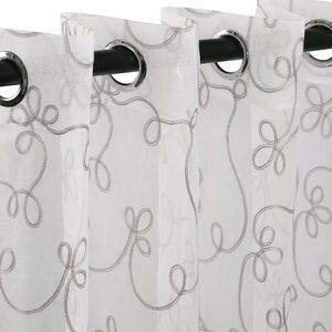 Superior Scroll Sheer Curtains Set of 2 Panels, 26”X 63", Grey New